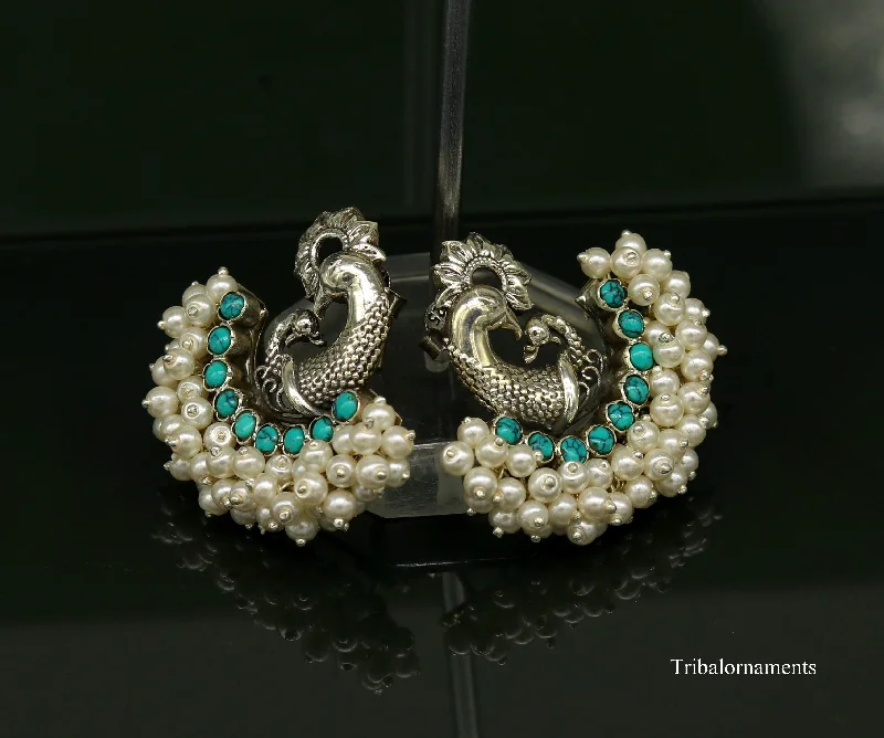 Seasonal Jewelry Clearance – Best Styles At The Lowest Prices 925 sterling silver handmade gorgeous peacock design stud earring with gorgeous turquoise and pearl customized earring tribal jewelry s858
