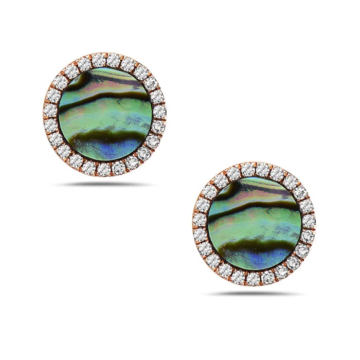 Elegant Designs, Unbeatable Discounts – Shop Jewelry Now Abalone and Diamond Halo Earrings