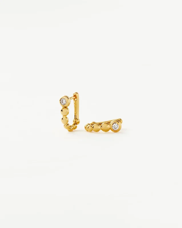 Special Deals On Handcrafted And Designer Jewelry Beaded Stone Ovate Huggies | 18ct Gold Vermeil/Cubic Zirconia Special Deals On Handcrafted And Designer Jewelry Beaded Stone Ovate Huggies | 18ct Gold Vermeil/Cubic Zirconia