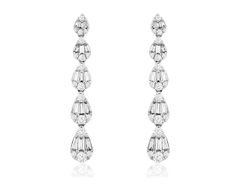 Affordable Luxury Jewelry For Every Occasion Baguette and Round Diamond Dangle Earrings
