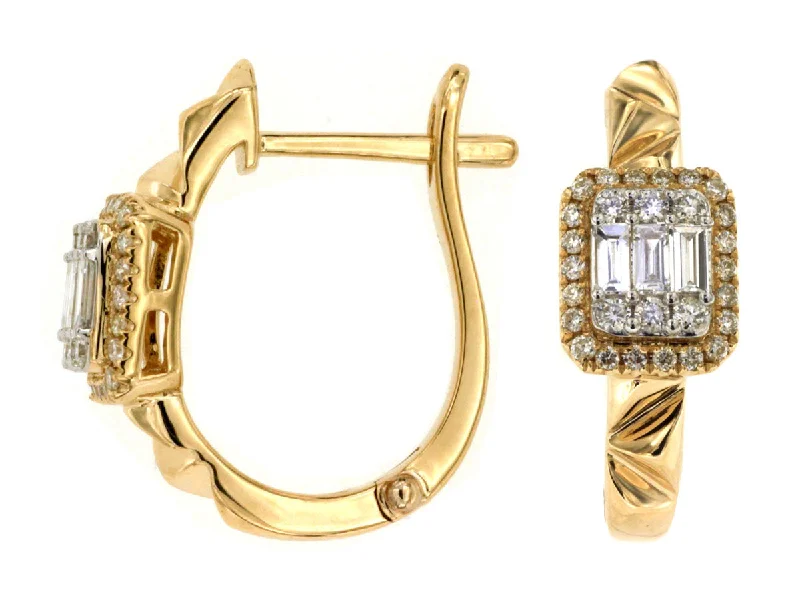 Special Sale On Handcrafted Jewelry – Shop Today Baguette Diamond and Diamond Halo Huggie Earrings