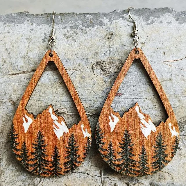 Elevate Your Outfit With Discounted Statement Jewelry Beautiful Wood Snowy Mountain Earrings Elevate Your Outfit With Discounted Statement Jewelry Beautiful Wood Snowy Mountain Earrings
