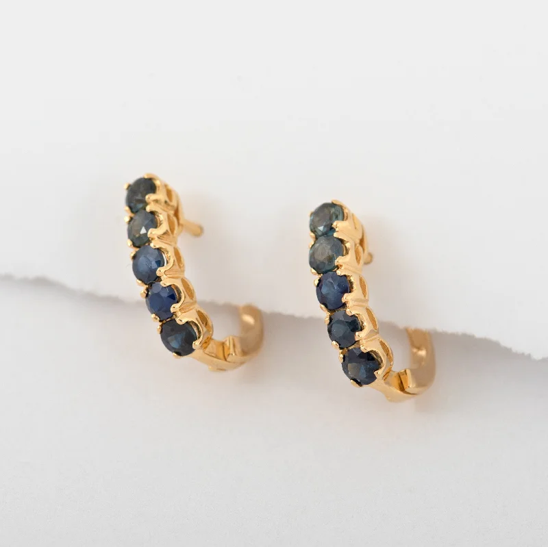 Modern Statement Jewelry For Bold Styling Clara Blue Sapphire Hook Earrings