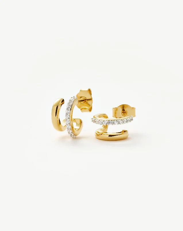 Everyday Jewelry Essentials Now On Sale Classic Double Huggies | 18ct Gold Vermeil/Cubic Zirconia