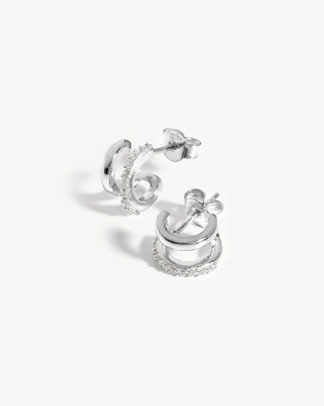 Timeless Elegance, Temporary Discounts – Act Fast Classic Double Huggies | Sterling Silver/Cubic Zirconia Timeless Elegance, Temporary Discounts – Act Fast Classic Double Huggies | Sterling Silver/Cubic Zirconia