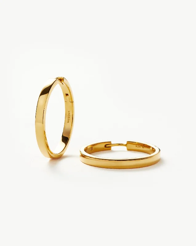 Limited Stock On Premium Jewelry At Low Prices Classic Flat Medium Hoop Earrings | 18ct Gold Vermeil Limited Stock On Premium Jewelry At Low Prices Classic Flat Medium Hoop Earrings | 18ct Gold Vermeil