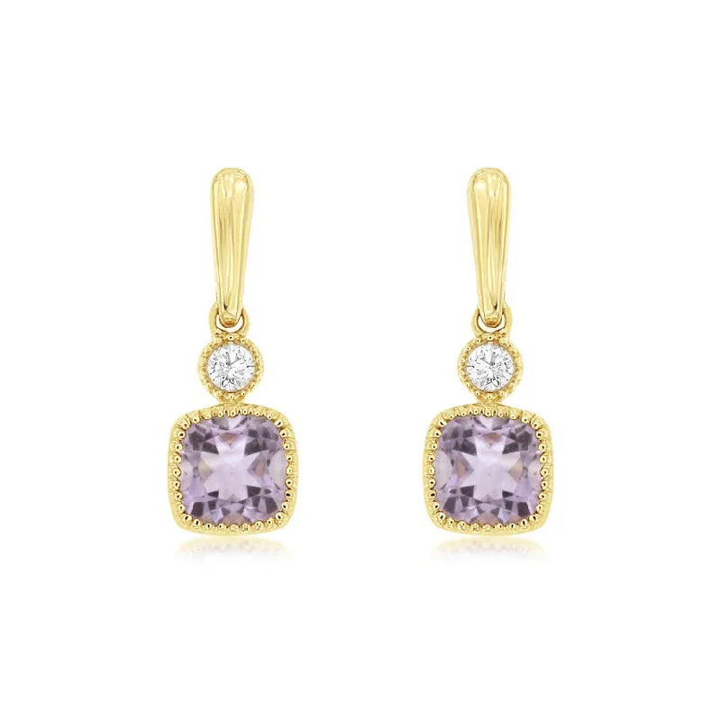 Exclusive Jewelry Discounts – Shop Now For Savings Cushion Amethyst and Diamond Accented Drop Earrings