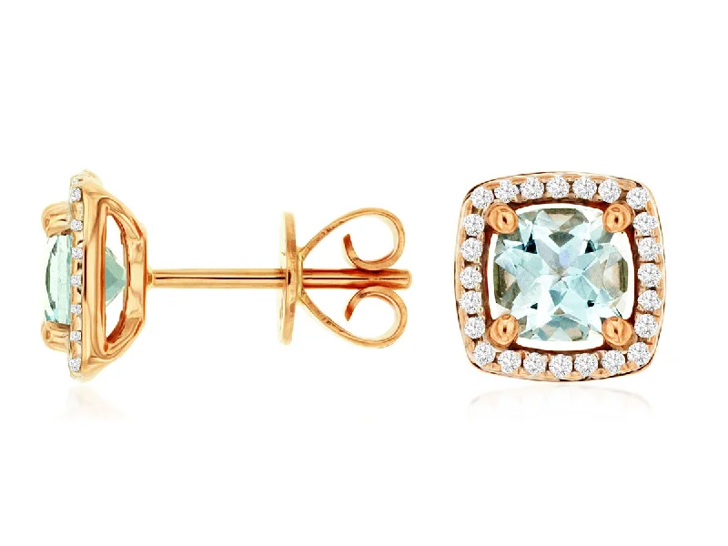 Discounted Luxury Jewelry – Shine Without The Splurge Cushion Cut Aquamarine and Diamond Halo Earrings Discounted Luxury Jewelry – Shine Without The Splurge Cushion Cut Aquamarine and Diamond Halo Earrings