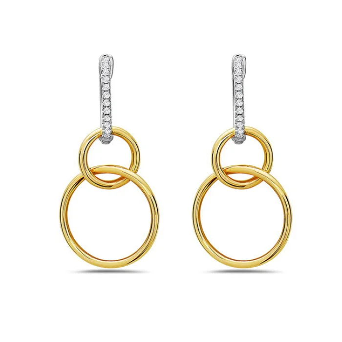 Premium Jewelry, Premium Discounts – Act Fast Diamond Accented Double Circle Design Dangle Earrings Premium Jewelry, Premium Discounts – Act Fast Diamond Accented Double Circle Design Dangle Earrings