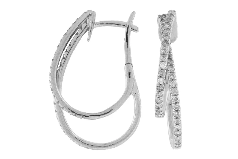Bestselling Jewelry At Special Promotional Rates Diamond Double Hoop and White Gold Earrings