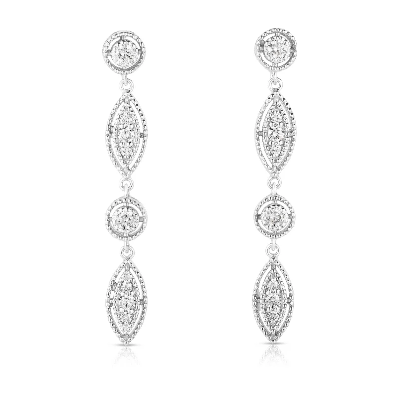 Stunning Jewelry At Even More Stunning Prices Diamond Marquise and Round Shaped Dangle Earrings Stunning Jewelry At Even More Stunning Prices Diamond Marquise and Round Shaped Dangle Earrings