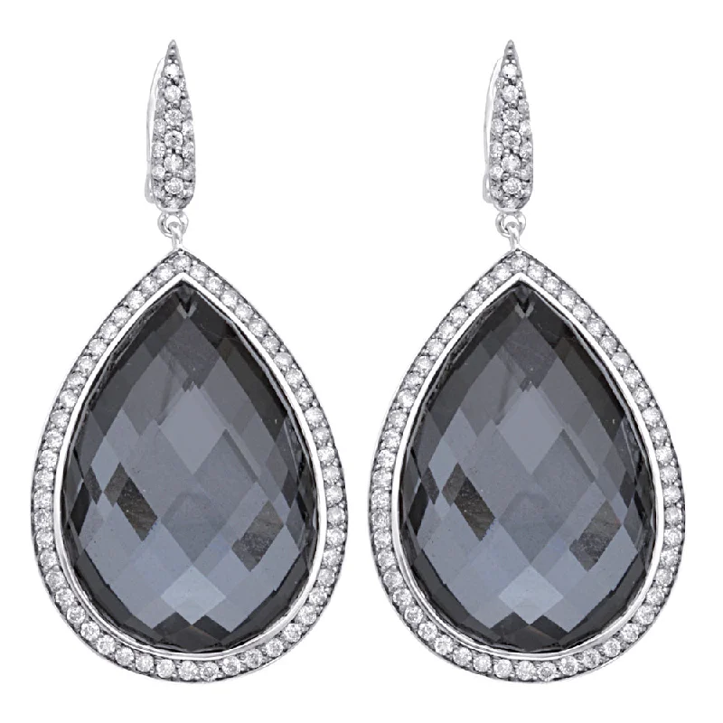 Shop Jewelry That Shines Without The High Price Hematite and Diamond Drop Earrings