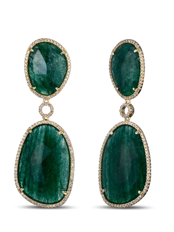 Grab Exquisite Jewelry At The Lowest Prices Jade and Diamond Drop Earrings