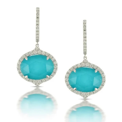 Dainty Floral Jewelry For Feminine Elegance Turquoise and Diamond Earrings
