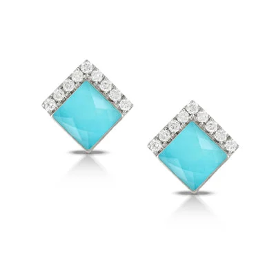 Modern Statement Jewelry For Bold Styling Turquoise and Diamond Earrings