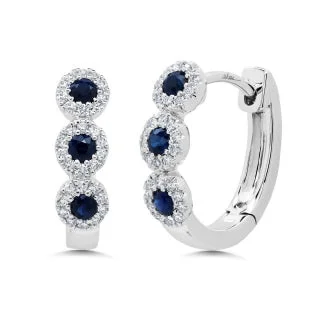 Luxury Handcrafted Jewelry For Elegant Looks Sapphire and Diamond Huggie Earrings