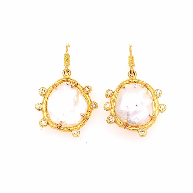 Shop Jewelry That Shines Without The High Price 24K Pearl and Diamond Earrings