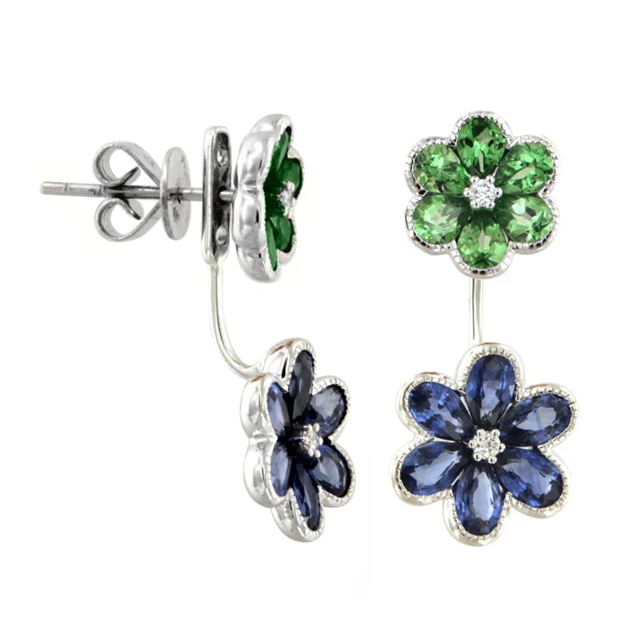 Dazzle In Elegance With Our Biggest Jewelry Sale Sapphire and Diamond Flower Earrings Dazzle In Elegance With Our Biggest Jewelry Sale Sapphire and Diamond Flower Earrings