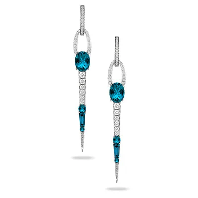 Trendy Minimalist Jewelry For Everyday Wear London Blue Topaz and Diamond Earrings