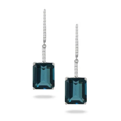 Customized Silver Jewelry For Unique Style London Blue Topaz and Diamond Earrings