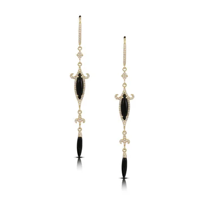 Elegant Rose Gold Jewelry For A Stylish Touch Black Onyx and Diamond Earrings