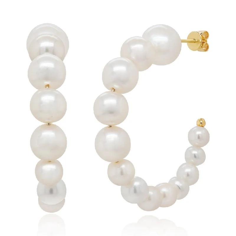 Classic And Modern Jewelry Styles On Sale Pearl Hoop Earrings
