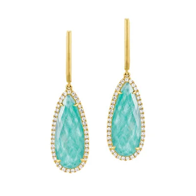 Flash Sale On Elegant Jewelry – Don't Miss Out Amazonite and Diamonds Earrings
