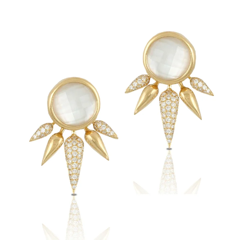 Exclusive Gemstone Jewelry At Special Prices Mother of Pearl and Diamond Earrings