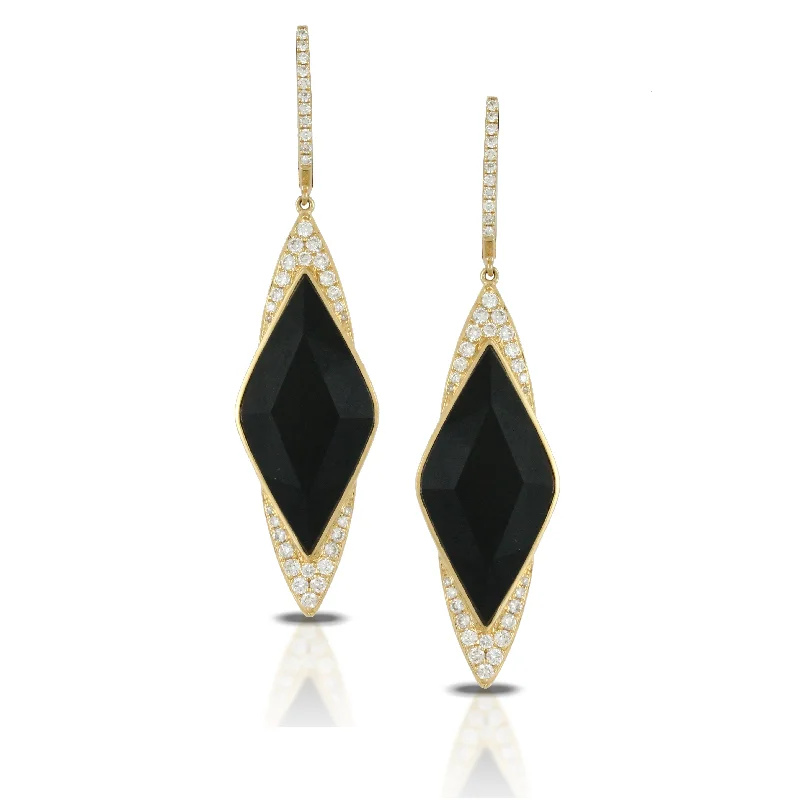 Modern Statement Jewelry For Bold Styling Black Onyx and Diamond Earrings