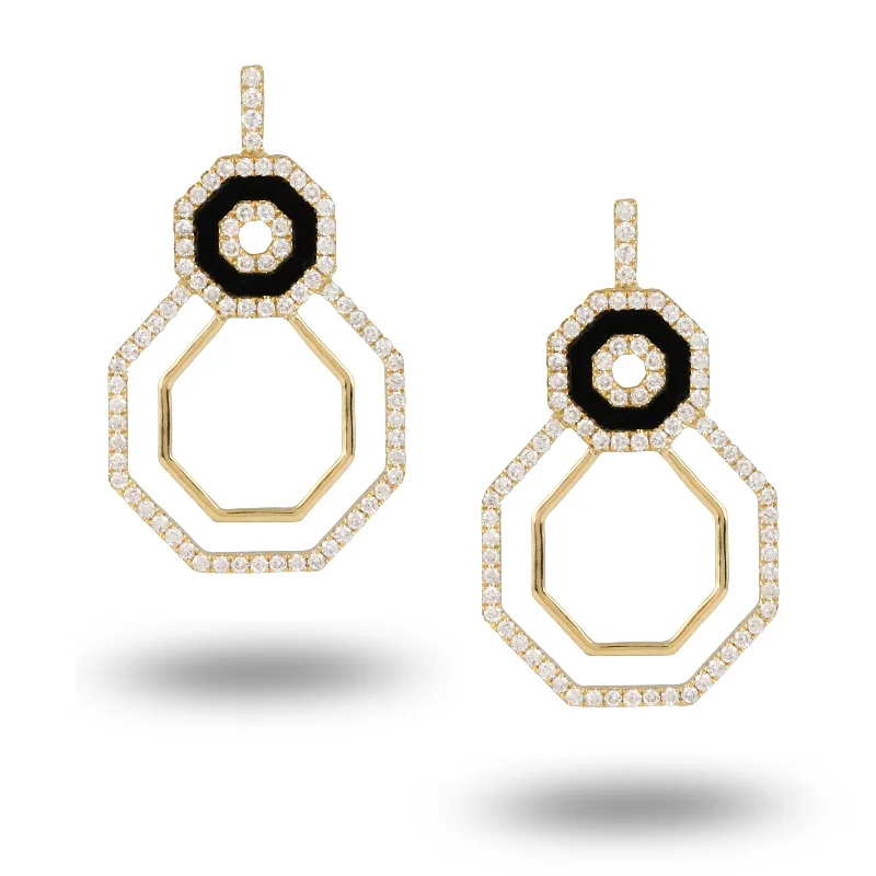 Delicate Crystal Jewelry For Sophisticated Charm Black Onyx and Diamond Earrings