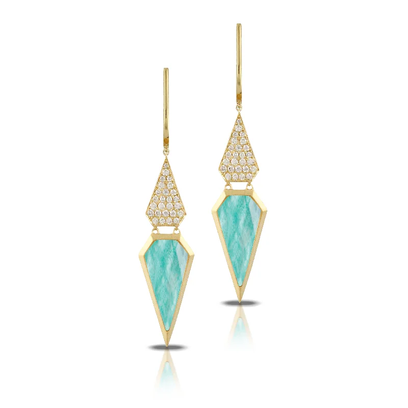 Jewelry Sale Bonanza – Grab Your Sparkle Now Amazonite and Diamonds Earrings
