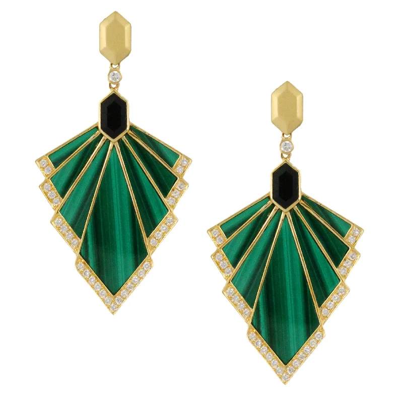 Bohemian-Inspired Jewelry For Free-Spirited Fashion Malachite and Diamond Earrings Bohemian-Inspired Jewelry For Free-Spirited Fashion Malachite and Diamond Earrings