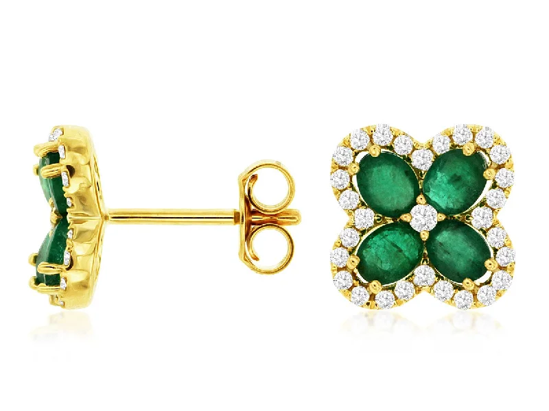 Buy More, Save More On Stunning Jewelry Pieces Emerald and Diamond Clover Design Earrings Buy More, Save More On Stunning Jewelry Pieces Emerald and Diamond Clover Design Earrings