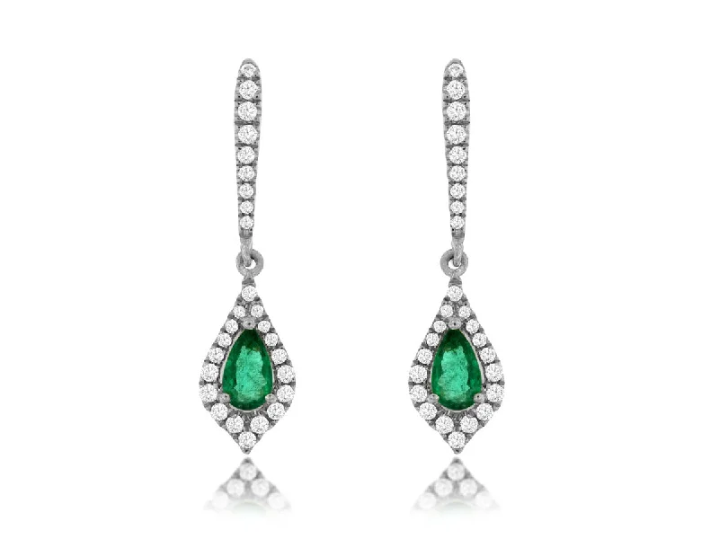 Bohemian-Inspired Jewelry For Free-Spirited Fashion Emerald and Diamond Dangle Earrings