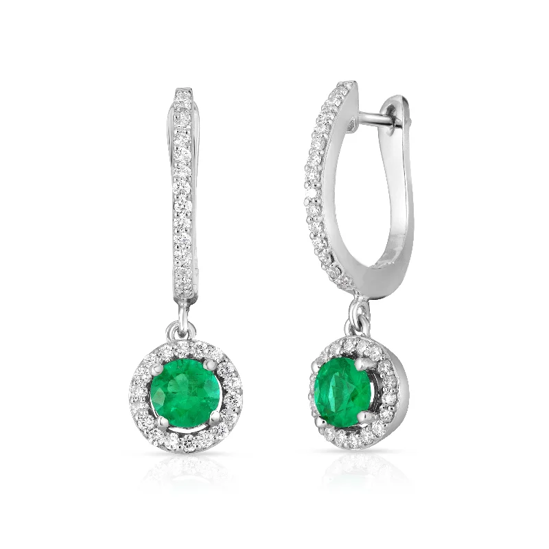 Upgrade Your Jewelry Collection For Less Emerald and Diamond Halo Dangle Earrings