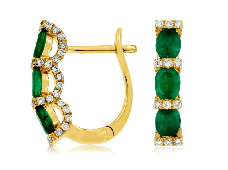 Huge Savings On Premium Jewelry Styles Emerald and Diamond Huggie Earrings
