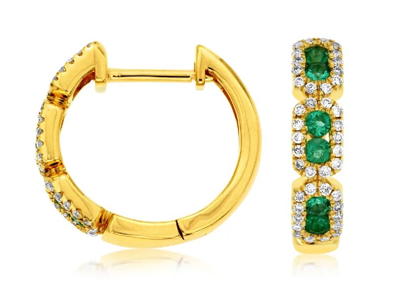 Get The Jewelry You Love At A Price You Love Emerald and Diamond Huggie Earrings