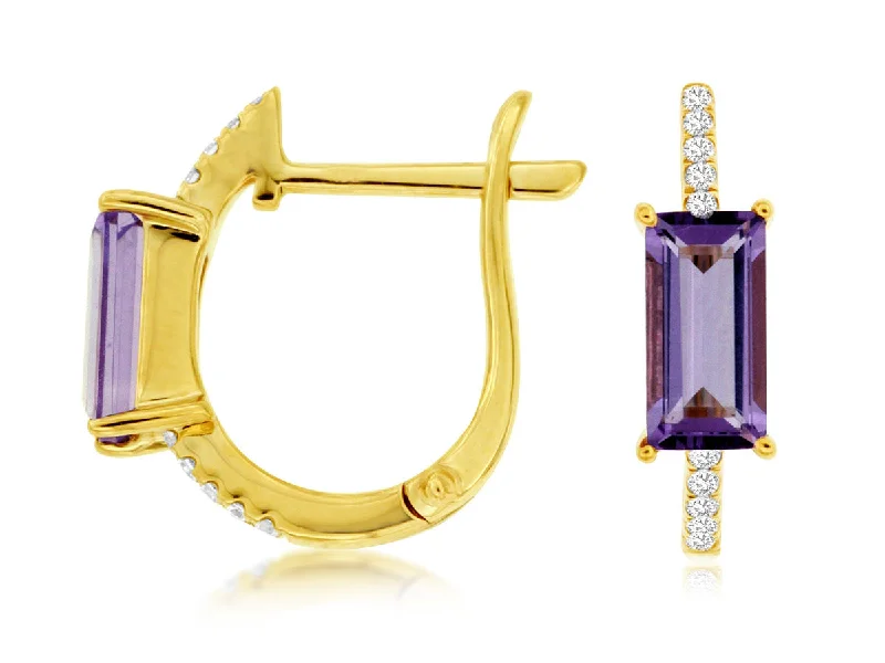 Affordable Glamour – Premium Jewelry For Less Emerald Cut Amethyst and Diamond Detail Earrings Affordable Glamour – Premium Jewelry For Less Emerald Cut Amethyst and Diamond Detail Earrings