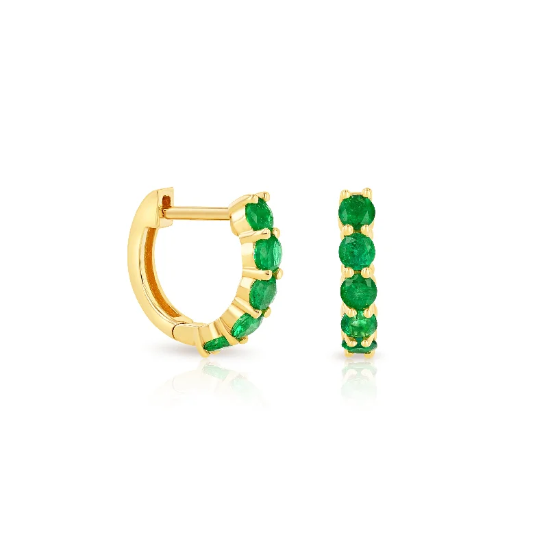 Versatile Layering Jewelry For Effortless Chic Green Emerald Sparkler Huggies