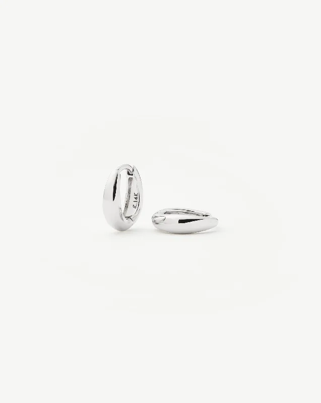 Timeless Elegance At Unbelievable Discounts Fine Dome Huggies | 14ct Solid White Gold