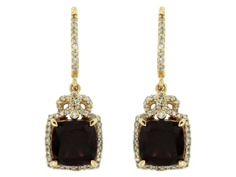 Personalized Engraved Jewelry For Meaningful Gifts Garnet and Diamond Halo Drop Earrings Personalized Engraved Jewelry For Meaningful Gifts Garnet and Diamond Halo Drop Earrings