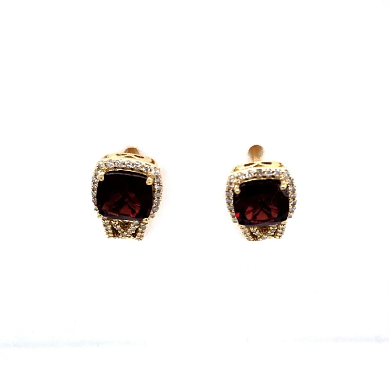 Fashion-Forward Jewelry At Incredible Prices Garnet and Diamond Halo Huggie Earrings Fashion-Forward Jewelry At Incredible Prices Garnet and Diamond Halo Huggie Earrings