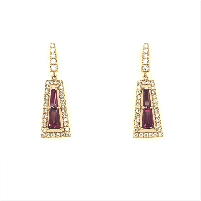 Shop Signature Jewelry Styles At Exclusive Prices Geometric Shaped Rhodolite Garnet and Diamond Dangle Earrings Shop Signature Jewelry Styles At Exclusive Prices Geometric Shaped Rhodolite Garnet and Diamond Dangle Earrings