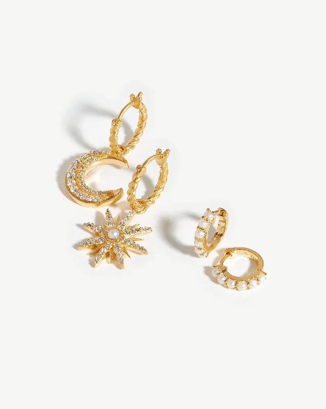 Luxury Handcrafted Jewelry For Elegant Looks Harris Reed Moonlight Pearl Earring Set | 18ct Gold Vermeil/Pearl