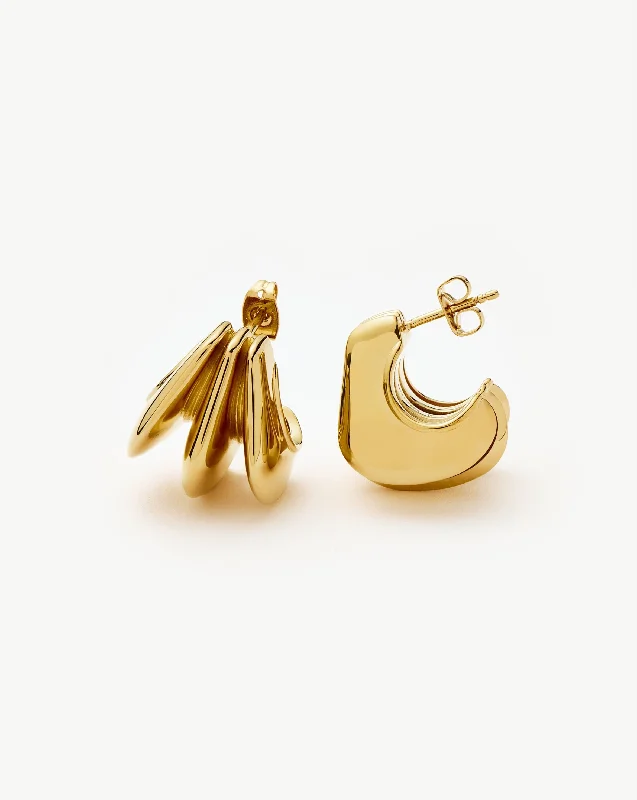 Flash Sale On Stunning Jewelry – Don't Miss Out Hera Dome Triple Ridge Hoop Earrings | Gold Plated