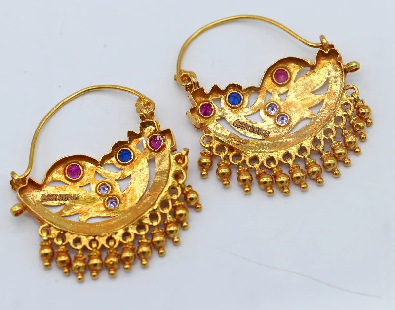 Premium Diamond Jewelry For Unforgettable Moments Indian traditional cultural design 22Kt yellow gold handmade amazing antique style girl's women's earrings charms hoops jewelry er183 Premium Diamond Jewelry For Unforgettable Moments Indian traditional cultural design 22Kt yellow gold handmade amazing antique style girl's women's earrings charms hoops jewelry er183