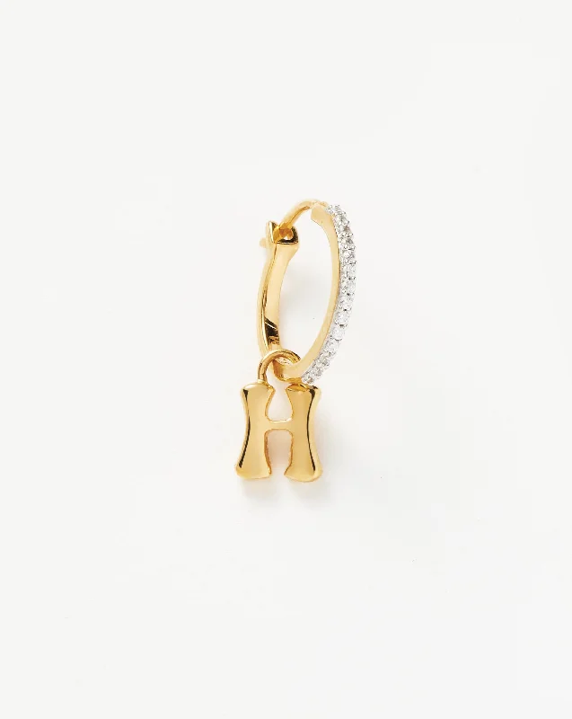 Clearance Sale On High-End Jewelry Collections Initial Single Charm Hoop Earring - Initial H | 18ct Gold Vermeil