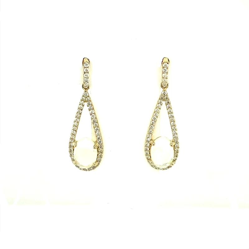 High-Quality Jewelry At A Fraction Of The Cost Oval Opal and Open Diamond Halo Earrings