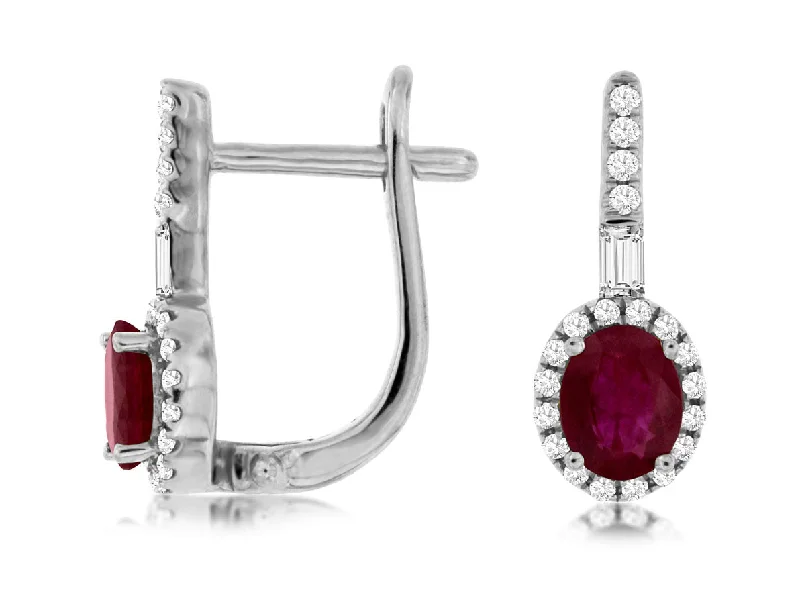 Elegant Jewelry, Exclusive Prices – Shop Now Oval Ruby and Diamond Halo Drop Earrings