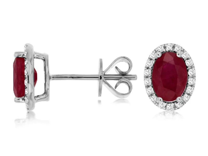 Affordable Luxury Jewelry For Every Occasion Oval Ruby and Diamond Halo Earrings